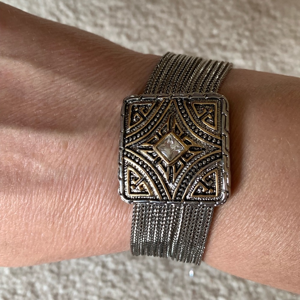 Silver and Gold Magnetic Cuff Bracelet